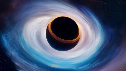 Poster - Massive black hole distorts spacetime, sucking in stars and galaxies, showcasing the power of gravity in space. The cosmic scene is mesmerizing, highlighting the wonders of astrophysics