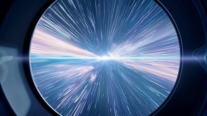 Poster - Spaceship zooms through space, creating a mesmerizing hyperspace effect with streaks of light and energy