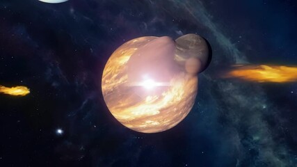 Aufkleber - Traveling through space, a comet leaves a dazzling trail, passing planets and stars, capturing the wonders of the universe