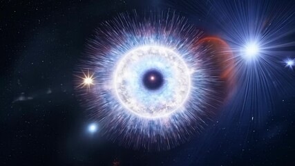 Aufkleber - Brilliant white dwarf radiates energy in space, illuminating planets and stars. Explore cosmic energy and light in this stunning image