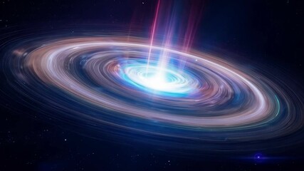 Aufkleber - Mesmerizing spiral galaxy shines brightly in space, illuminating stars with colorful energy beams. Perfect for anyone fascinated by the universe