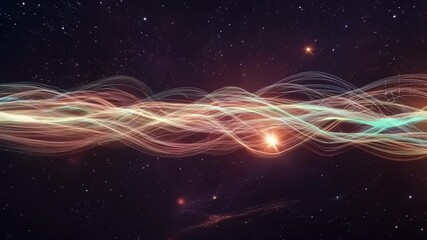 Aufkleber - Abstract colorful wavy lines flowing on a starry night sky background, perfect for technology or science related concepts