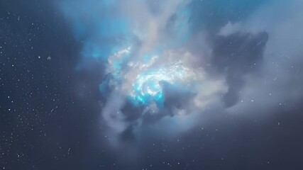Aufkleber - Blue and white nebula cloud is swirling in the vastness of space, surrounded by countless twinkling stars. This captivating image evokes a sense of awe and wonder