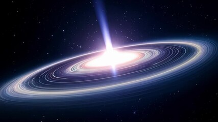 Aufkleber - Bright quasar is emitting huge energy jets into space and is surrounded by cosmic dust rings, a beautiful space scene for your project