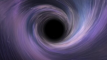 Aufkleber - Swirling vortex of purple and blue light is converging, creating a black hole event horizon in the center. This abstract image evokes the mysteries of space and the universe