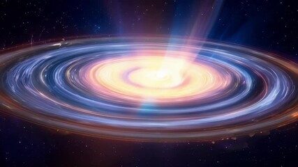 Aufkleber - Supermassive black hole distorts spacetime in space, creating a mesmerizing accretion disk surrounded by stars and nebulae