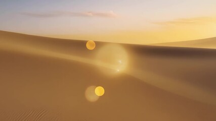 Poster - The sun shines on a sandy dune, casting a shadow in the desert landscape. The golden sand ripples, creating a textured pattern in the vast wilderness