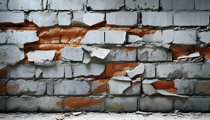 Wall Mural - weathered cement walls with aged, damaged bricks