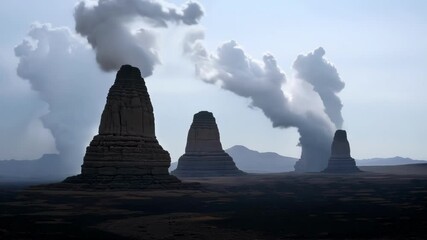 Poster - Dark storm clouds are gathering over the iconic rock formations of monument valley, creating a dramatic contrast against the bright sky