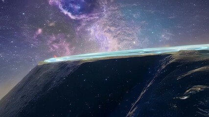 Aufkleber - Beautiful view of the edge of the world with a luminous atmosphere and swirling galaxy, perfect for illustrating concepts of space, exploration, and the unknown
