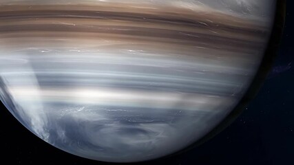 Poster - Detailed illustration of a gas giant planet with swirling clouds against a starry background. Perfect for space enthusiasts. Transport yourself to a distant galaxy with this stunning digital artwork