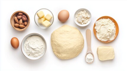 ingredients for making flour products dough butter flour Generative AI