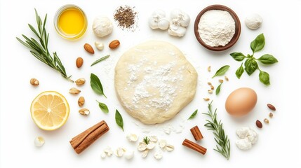 ingredients for making flour products dough butter flour Generative AI