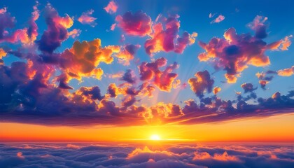 Wall Mural - vibrant sunrise illuminating colorful clouds in a stunning sky display