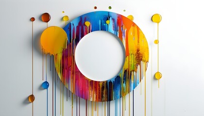 Wall Mural - Abstract Circles Casting Shadows on a White Background