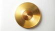 © Chanchai - Realistic gold vinyl record on a white background creating a minimalist aesthetic, record player, turntable, audio, pop culture, technology, album, groove, vintage, minimalist, disc, vinyl
