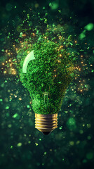 Wall Mural - Green light bulb of future eco-energy