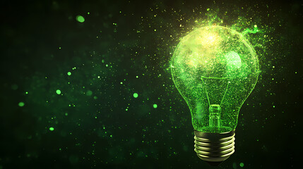 Wall Mural - Green light bulb of future eco-energy