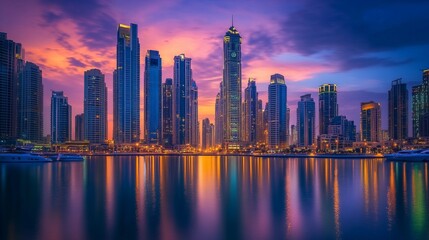 Wall Mural - Majestic City Skyline at Dusk