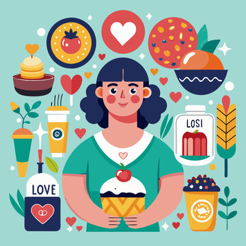 Self love illustrated poster design with delicious food