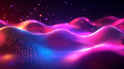 Colorful motion elements with neon led illumination waves. Abstract futuristic background.