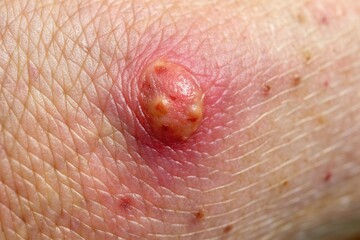 close up of a skin. skin blister