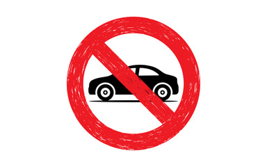 Poster - no parking icon no vehicle warning forbidden sign symbol red black vector
