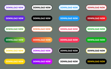Poster - DOWNLOAD NOW buttons collection for website interface colorful gradient sign symbol gradient buttons icon set