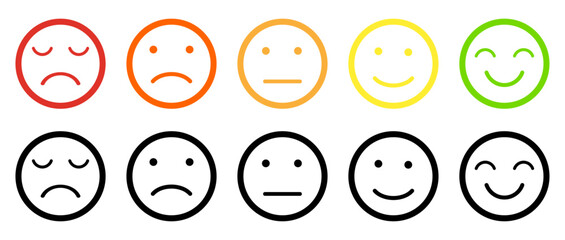 Poster - emoji feedback icon set rating happy neutral sad emoji emotions icons customer satisfaction smiley g