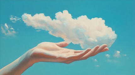 hand-painted artwork holding clouds in the sky