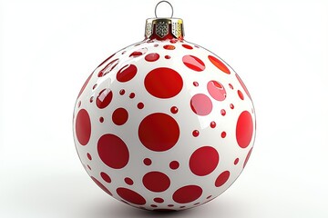 Bright red and white Christmas ornament adorned with playful polka dots, adding festive cheer to holiday decorations during the joyful winter season