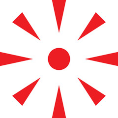 Poster - Red triangles pointing at a red dot, symbolizing convergence, focus, or a central target