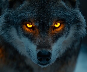 Poster - Closeup of a Wolf with Glowing Eyes