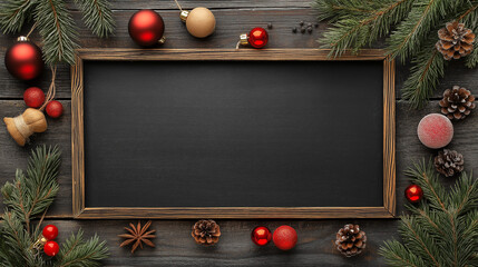 Wall Mural - christmas frame with branches and decorations