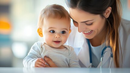 Connecting Virtually: Young Mother and Baby in Heartwarming Telehealth Appointment with Doctor on Screen, Ultra HD Quality