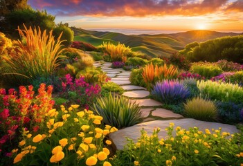 stunning visualizations showcasing diverse landscape designs featuring lush vibrant serene water unique terrain arrangements, greenery, flowers, beauty