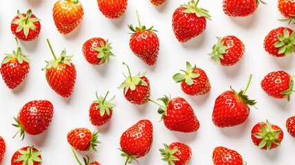 Poster - Strawberries on white backdrop