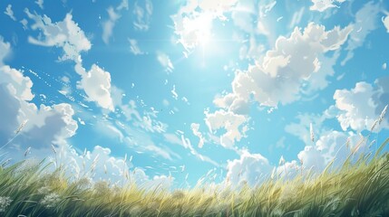 sunny day with blue sky and clouds