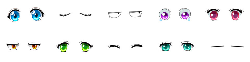 set of eyes in anime or manga style vector.