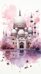 Wall Mural - Watercolor painting of a mosque