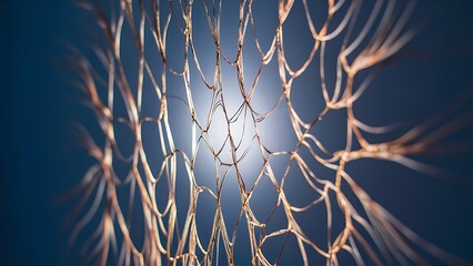 Wall Mural - Abstract blue background with light net and lines