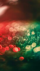 Wall Mural - Blurred abstract background, bokeh. Red and green natural defocus lights.