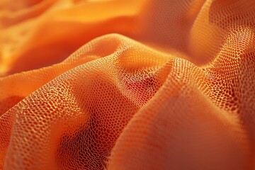 Sticker - Abstract close up of orange fabric with textured pattern and folds