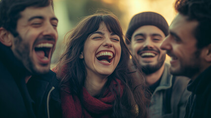 April fools' faughter candid moment of friends laughing together after a playful prank