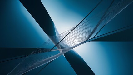 Wall Mural - Abstract blue background with light net and lines