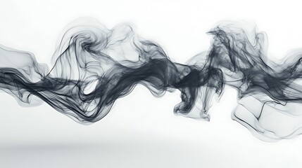 Poster - Abstract black smoke flowing on white background.