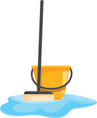 Wall Mural - Cleaning supplies are standing in a puddle of water ready to clean up