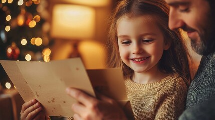 With a letter at Christmas from his daughter, a Caucasian father