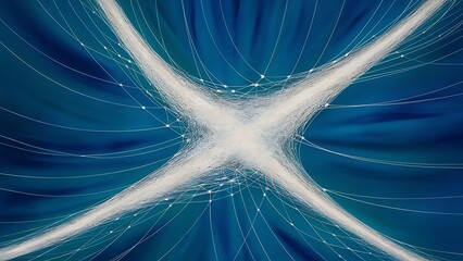 Wall Mural - Abstract blue background with light net and lines