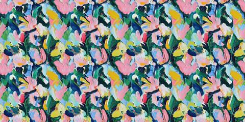 Poster - an abstract painting pattern of tulips in a style reminiscent of fauvism or early modernism